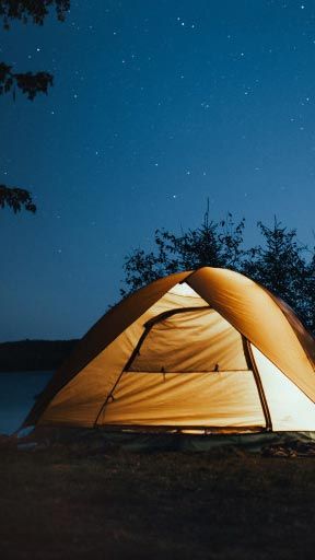 Outdoor camping in a tent